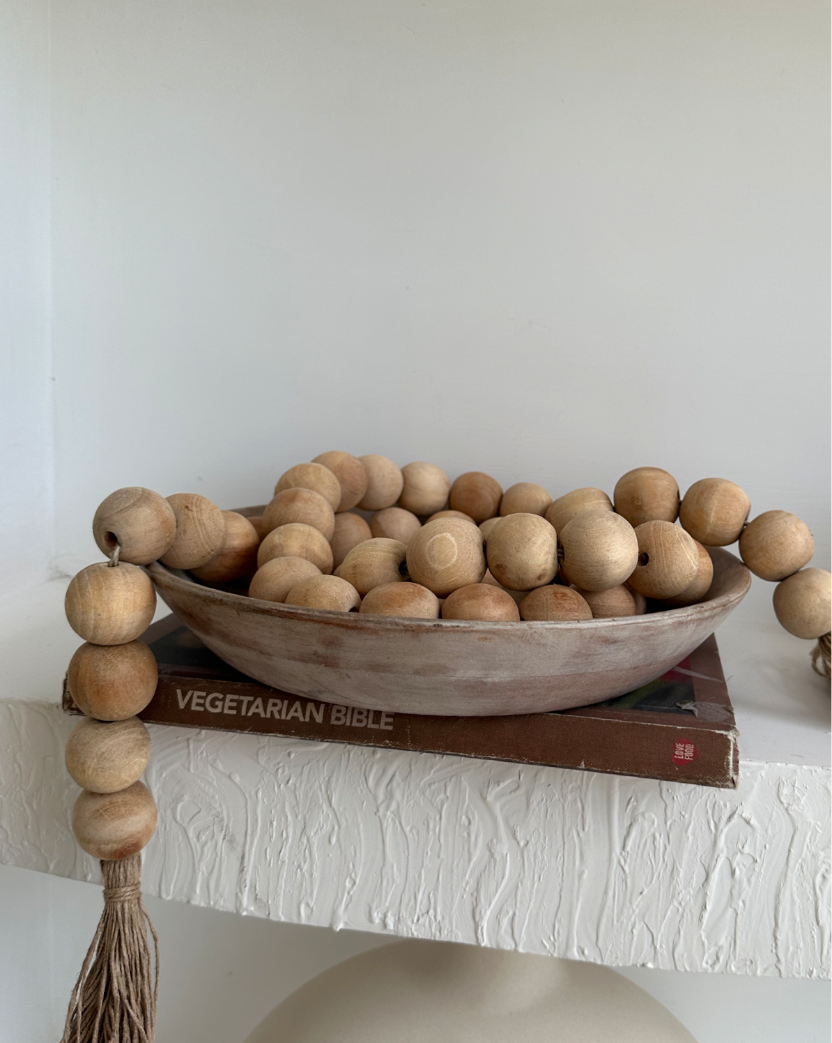 Farmhouse Wooden Beads with Jute Tassels