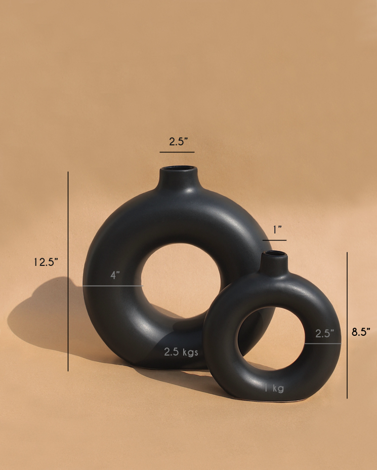 12" - 6" Polo Vase: Black