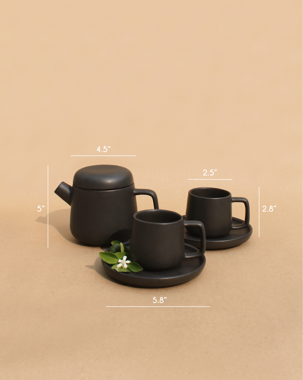 Kanso Tea Set with Gift Box (1 Tea Pot + 2 cups + 2 saucers)