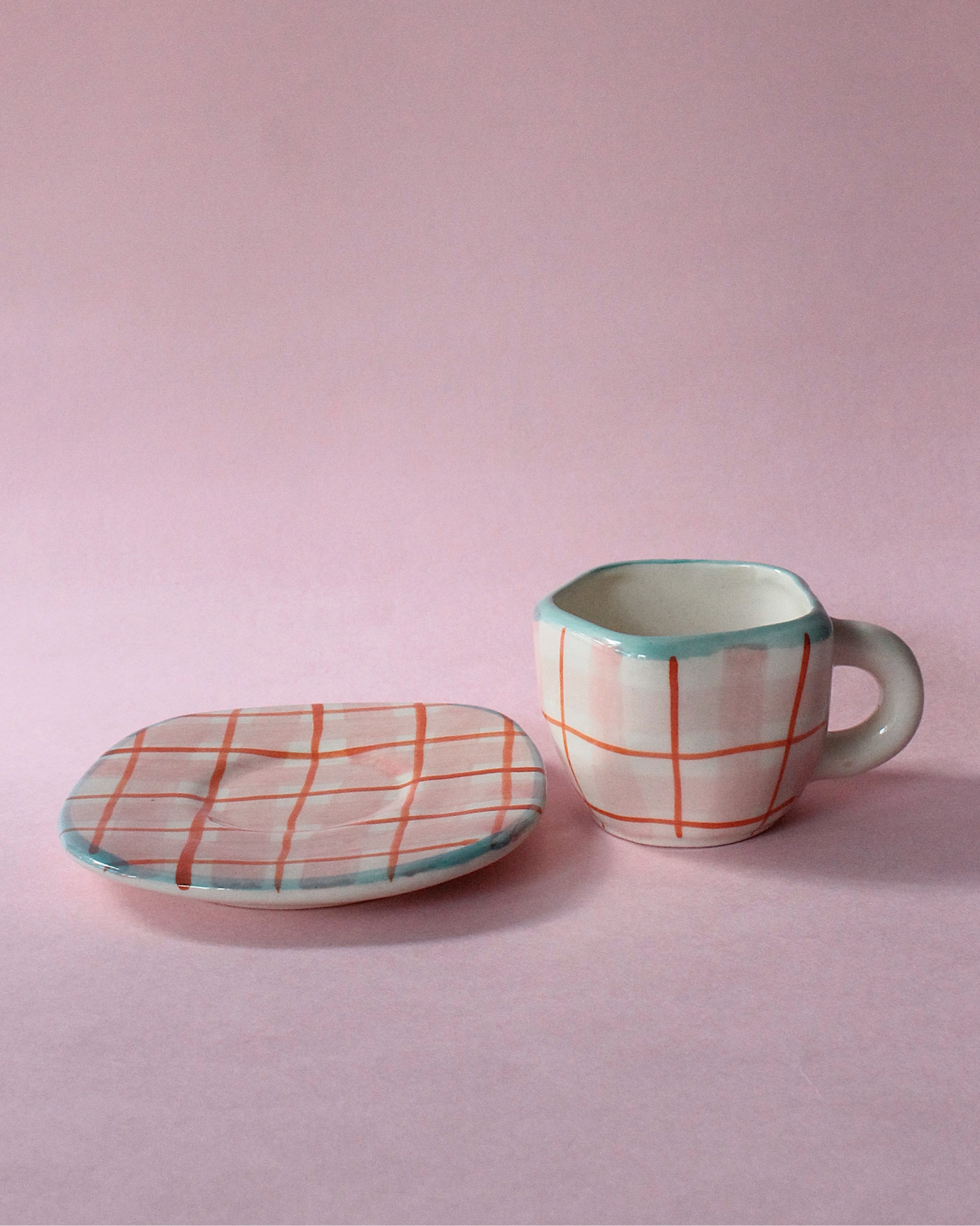 Dreamy Plaid Set (Mug+Saucer)