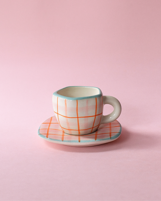 Dreamy Plaid Set (Mug+Saucer)
