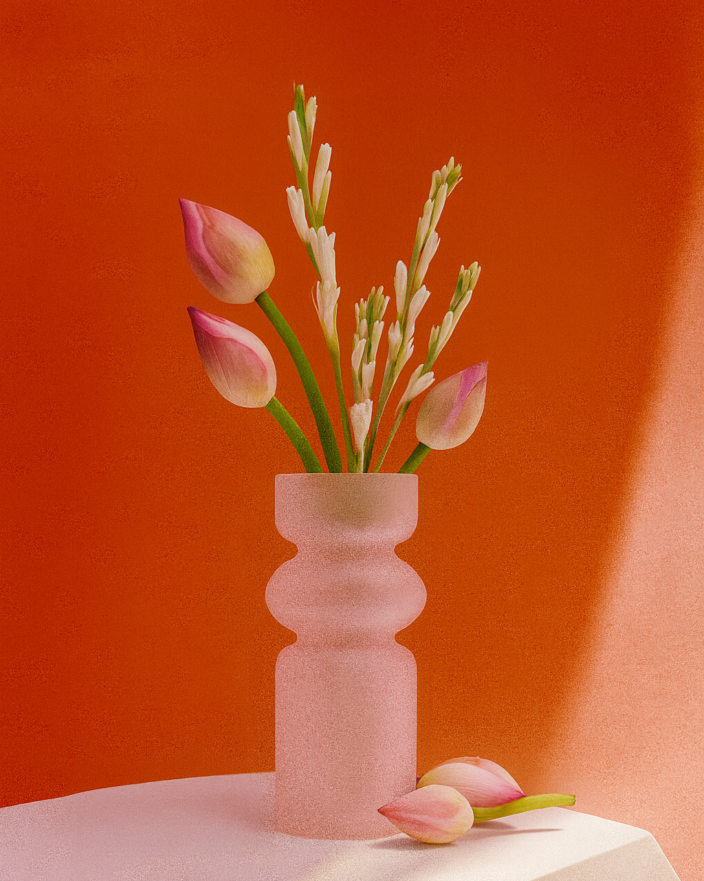 Iris Glass Vase: Frosted White