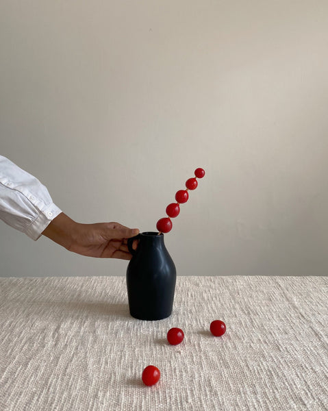 Black Shima Vase with Cherry Tomato styling