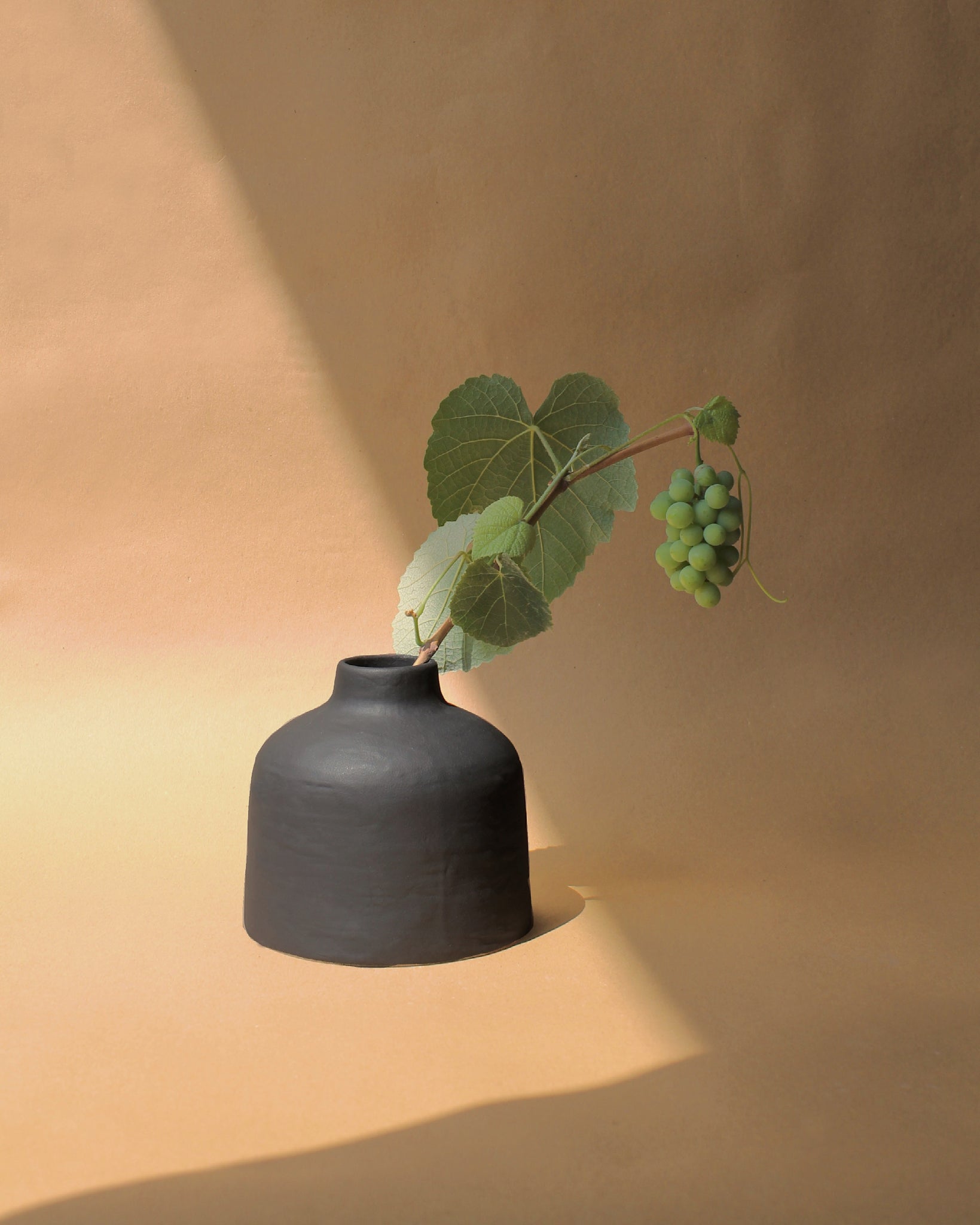 Black matte vase inspired by Japanese Zen