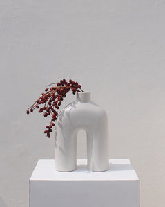 White sculptural vase for living room