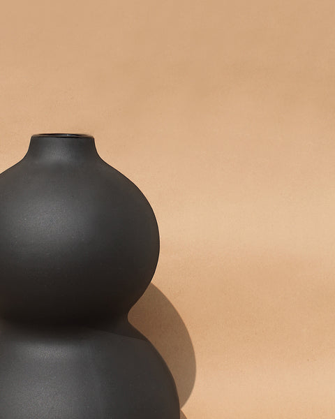 Matte black large scultptural vase for gifting