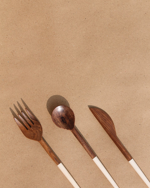 Handmade wooden spoons by local artisans 