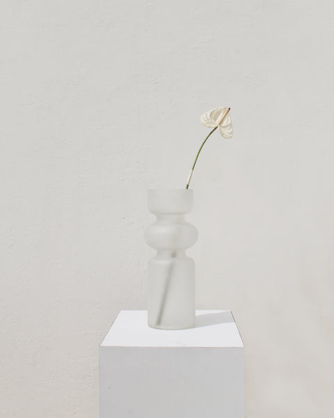 Iris Glass Vase - Frosted White