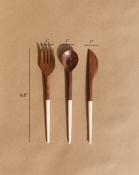 Wooden cutlery spoons with dimensions
